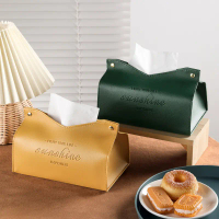 Nordic Leather Tissue Box, Tissue Holder for Living Room, Creative Tissue Cover, Tissue Bag, Car Tis