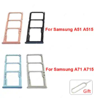 Daul &amp; Single Sim Card Tray For Samsung A51 A515 A515F A71 A715 A715F 4G SIM Card Tray Card Holder Adapter Socket Parts