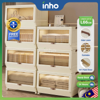 INHO L42-66cm (1-3 Layers) Foldable Stackable Multipurpose Flip-Top Storage Cabinet Box With Pulley 