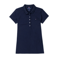【Tommy Hilfiger】TOMMY 經典刺繡Logo短袖Polo衫-女-深藍色(平輸品/基本必備款/高爾夫球款)