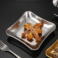Piring Makan Stainless Steel Square Korean Style 13.9cm