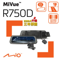 Mio MiVue™ R750D 雙鏡星光級 全屏觸控式電子後視鏡 行車記錄器《32G+拭鏡布+保護貼+耳機》