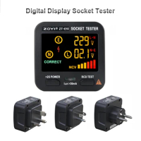 Digital Smart Socket Tester ZT-E2 ZT-E4 ZT-E10 Voltage Test Socket Detector EU Plug Ground Zero Line Phase Check Rcd NCV test