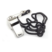 200pcs Metal Referee Whistle with Black Lanyard for Training Emergency Survival Coaches Sport Party Soccer Football Use ZA4812