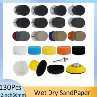 130 PCS 2 Inch Sanding Discs Hook&amp; Loop 60 to 10000 Grit Wet Dry Sandpaper with Backing Pad for Wood Car Grinder Rotary Tools
