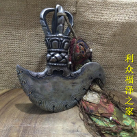 藏傳佛教用品 尼泊爾進口純銅 金剛杵 鉞D法器 雕刻做舊法器大號1入