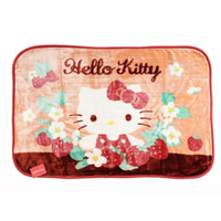 小禮堂 Hello Kitty 單人圓角毛毯披肩 70x100cm (橘棕草莓款)