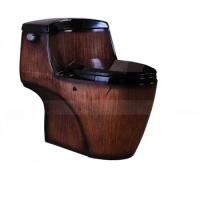 High-Grade Wood Grain Toilet Siphon One-Piece Closet Ceramic Color Toilet Water-Saving Large Diameter