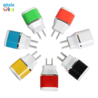 300pcs 2A 2Port Colorful Dual Double USB Power AC Wall Charger Travel Adapter For iphone Samsung Smart phones tablet EU/US Plug