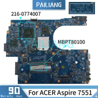 PAILIANG Laptop motherboard For ACER Aspire 7551 Mainboard MBPT80100 09929-1 216-0774007 DDR3 tesed