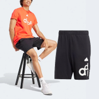 【adidas 愛迪達】短褲 Graphic Print Shorts 男款 黑 白 純棉 抽繩 褲子 愛迪達(IP3801)