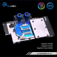 Bykski A-SP48OVA-X , Full Cover Graphics Card Water Cooling Block RGB/RBW for Sapphire RX480/470, Pulse RX580 VGA GPU Cooler