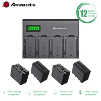 POWEREXTRA Battery Sony NP-F970 4-Pack With 4-Slot Charger for MC1500 MC2500 ETC