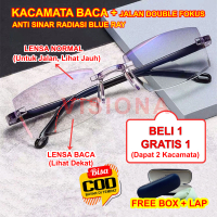 [BELI 1 GRATIS 1] Kacamata Baca & Jalan Lensa Plus Bifokal Kryptok Double Fokus Anti Radiasi Blue Ra