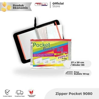 TOPLA - Binder Pocket 9070 A5 20 Lubang Zipper Pocket Binder A5 9070 A5 BIRU