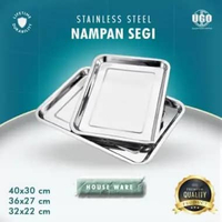 Nampan Stainless Kotak 40x30x4CM Food Serving Baki Tray Saji Sayur Lauk Makanan Minuman Nampan Pirin