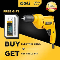 Deli Tools Bor Elektrik Electric Drill 4 Inch 480 Watt EDCE170 Low Watt + Drill