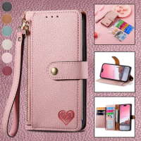 Wrist Strap Phone Cover For Samsung Galaxy A34 A30 A24 A23 A13 A80 A50 F14 A03 A01 Core Lichee Leather Magnetic Flip Wallet Case