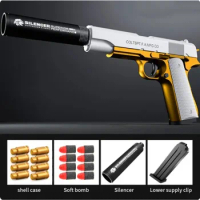 Toy Gun for Kids Boys Airsoft Pistol Weapons Blaster Long Range Ejecting Colt 1911 Revolver Manual Shell Ejection Soft Bullet