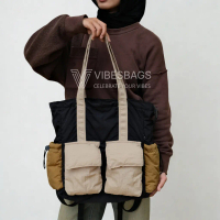 Vibesbags Totepack Vilan 3 Warna Kain crinkle Premium Tote Bag Wanita Pakai Resleting - New color