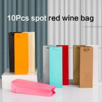 10Pcs Universal Red Wine Packing Paper Bags Festival Favor Paper Bags Party Gift Bottle Christmas Gift Kraft Paper Bag