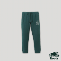 Roots 男裝- 曠野之息系列 文字設計刷毛布休閒長褲-深海綠