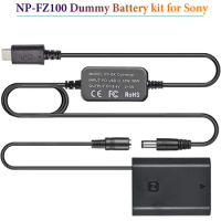 NP-FZ100 Dummy Battery PD USB-C Convertor Set Replace for Sony Alpha A7S III A6600 A7R III A7R IV A9 A9 II A9R A9S Cameras