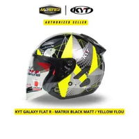 KYT HELM GALAXY FLAT R MATRIX BLACK YELLOW DOUBLE VISOR HALF FACE SNI L