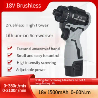 Multifunctional Cordless Screwdriver Rechargeable Electric Drill 18V 1500mAh 60Nm 2100rpm Brushless Motor Tools Kit DriverSet