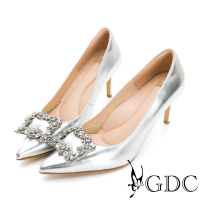 【GDC】尖頭宴會款水鑽性感細緻真皮高跟鞋-銀色(327207-98)
