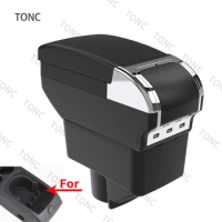 For Ford Fiesta Armrest Car Storage Box For Ford Fiesta 3 Car Armrest Box 2011-2018 Accessories 6USB with cup holder
