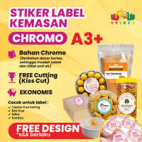 [FREE DESIGN] Stiker Label Chromo Produk Makanan Kemasan Dus Catering / Snack Box / Toples