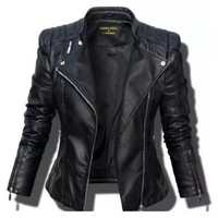 Jaket Wanita Kulit Sintetis Bikers Motor XXL hitam