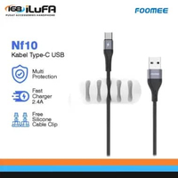 FOOMEE NF10 Kabel Data Type C 2.4A Fast Charging Nylon Braided - Free Silicone Cable Clip
