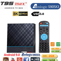 กล่องทีวี T95 MAX Plus Amlogic S905X3 Android 9.0 8K 100M Lan 2.4G 5G Wifi HDR ขายร้อนจากโรงงาน เทีย