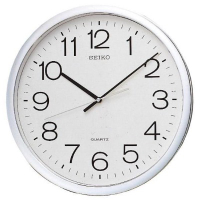 SEIKO 精工 銀框 標準型 辦公室掛鐘-白/31.1cm