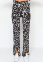 Trendyol Zebra Print Slit Detailed High Waist Straight Knitted Pants