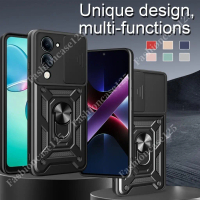 Ốp Giáp Chống Sốc, Cho Vivo Y04 4G 2025, Ốp Điện Thoại Bảo Vệ Camera Kéo Đẩy, Có Giá Đỡ Nam Châm Trê