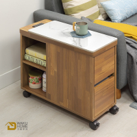 WAKUHOME 瓦酷家具Ari工業風木心板岩板活動沙發邊櫃-寬30*深69*高60cm