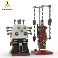 BuildMoc Expert Brickheadz 2 in 1 MOC Hellraiser Pinhead Horror Movie Figures Building Blocks Toys For Children