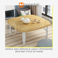 Homedoki Meja Makan Lipat Plastik MDF 80x80x35cm Tahan Gores Cocok Sebagai Meja Laptop Belajar Kopi 