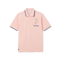 【LACOSTE】男裝-Original L.12.12 刺繡漆皮棉質短袖Polo衫(粉紅色)