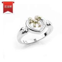 二手品 Tiffany&amp;Co. 愛心蝴蝶結18K黃金+925純銀戒指