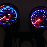 LED Motorcycle Tachometer Tacho Gauge Odometer Speedometer Cafe Racer Crui