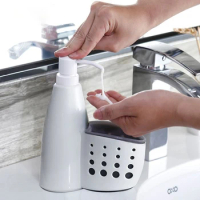 Kitchen Liquid Soap Dispensers with Sponge Holder Storage Basket Dishwashing Detergent Dispenser Bathroom Organizer Soap Box