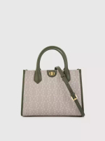 BONIA Nuccia Monogram Satchel Bag Dark Green