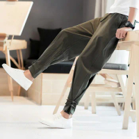 5Colors Harem Pants Japanese Harajuku Style Street Wear Joggers Men Solid Color Plus Size Trousers Japan Samurai Style Casual