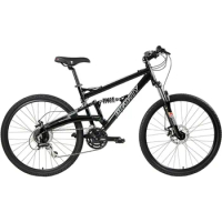 FSX 1.0 Dual Full Suspension Mountain Bike with Disc Brakes Aluminum Frame， bycicle ，Black bike ，Cycling
