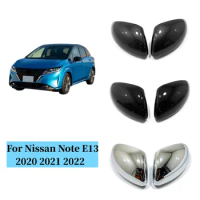 Exterior Side Door Rear View Mirror Frame Cover Rearview protection Trims Car Accessories 2pcs ABS For Nissan Note E13 2021 2022
