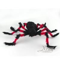 75cm絨毛蜘蛛(紅)，萬聖節/造型燈/佈置/裝飾/擺飾/會場佈置/蜘蛛絲，X射線【W405681】